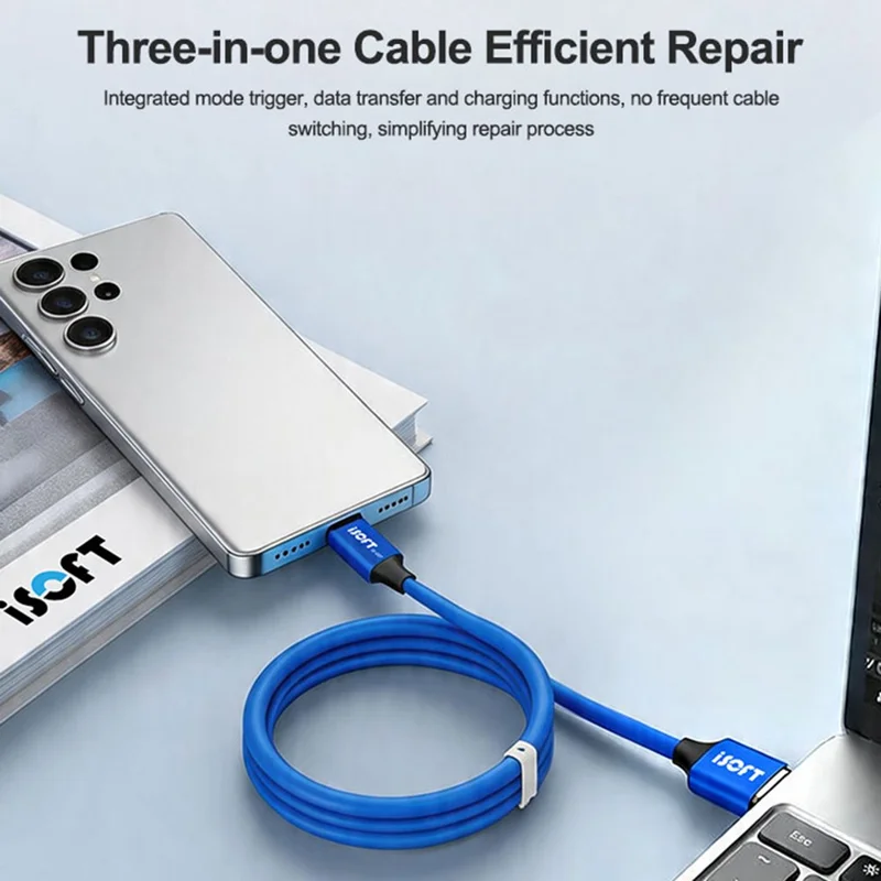 ISOFT IS-007 SAM Cabo de Reparação em Modo de Download USB-A para USB-C 3-em-1 Cabo de Transferência de Dados e Carregamento para Samsung