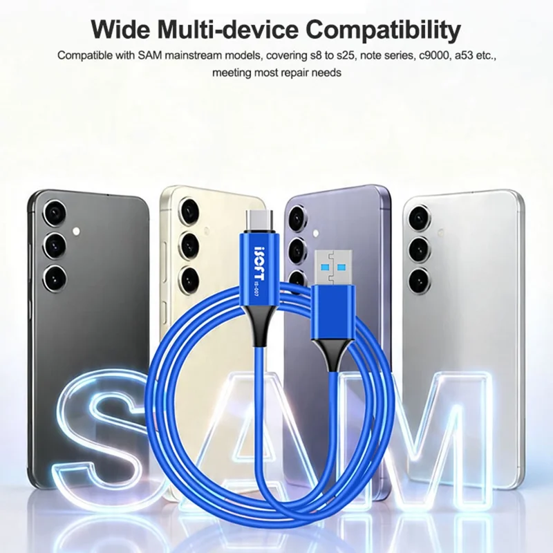 ISOFT IS-007 SAM Cabo de Reparação em Modo de Download USB-A para USB-C 3-em-1 Cabo de Transferência de Dados e Carregamento para Samsung