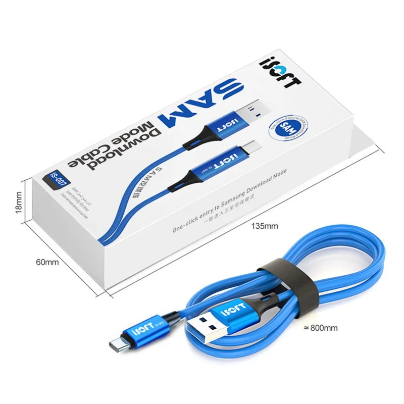 ISOFT IS-007 SAM Cabo de Reparação em Modo de Download USB-A para USB-C 3-em-1 Cabo de Transferência de Dados e Carregamento para Samsung