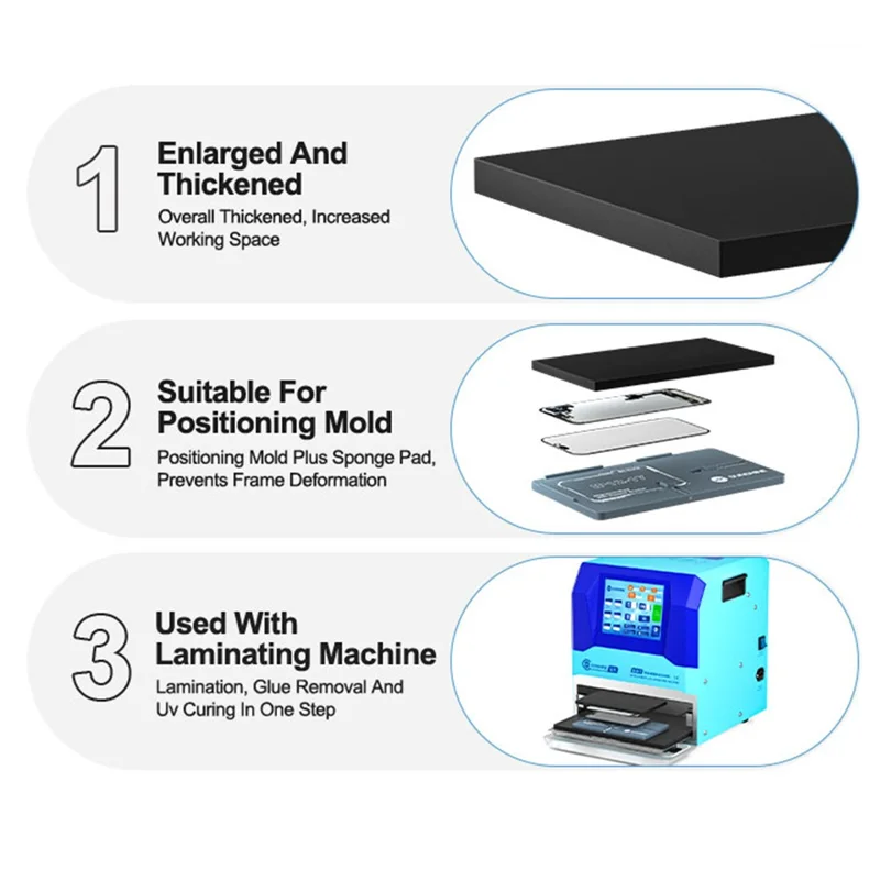 SUNSHINE SS-061A 8mm Thickened Laminating Pad Sponge Pad Laminating Mat for Phone Screen Repair Positioning Mold Frame Protection - Black