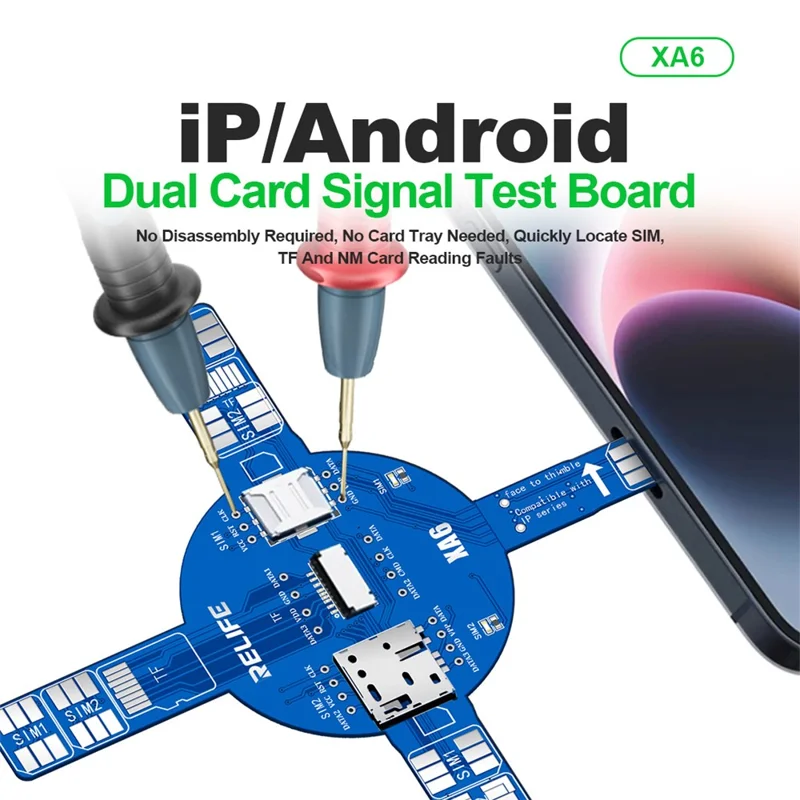 RELIFE XA6 Dual SIM Card Signal Test Board No Disassembly TF NM Card Signal Detector Test Tool for iPhone Android