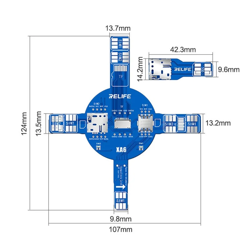 RELIFE XA6 Dual SIM Card Signal Test Board No Disassembly TF NM Card Signal Detector Test Tool for iPhone Android