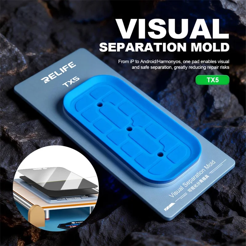 RELIFE TX5 Visual Separation Mold Skærmreparationsværktøj til iPhone 12-17 / Android / HarmonyOS