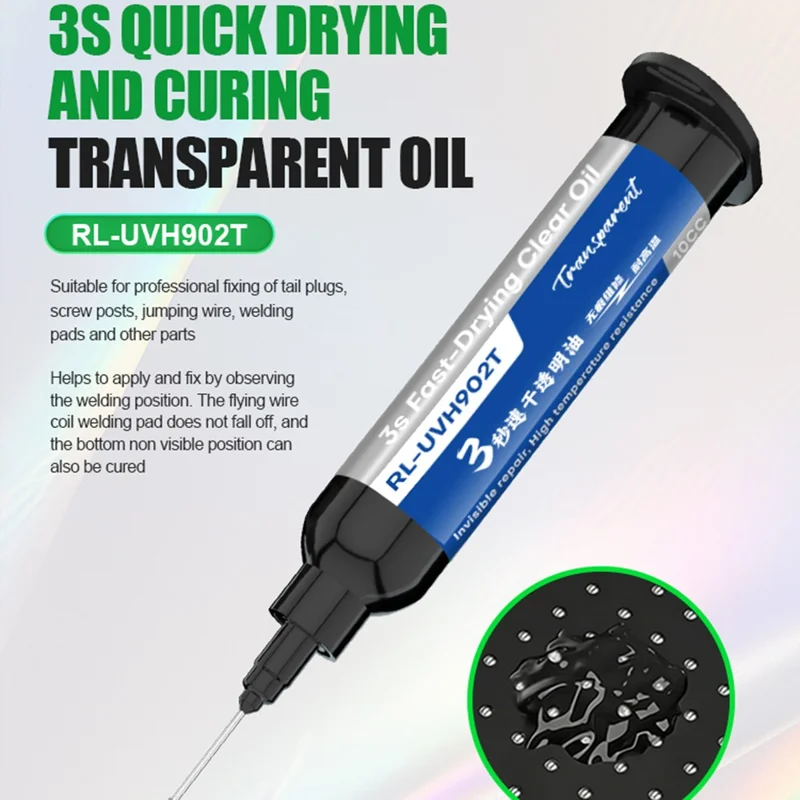 RELIFE RL-UVH902T 3-Sekunden-Schnelltrocknendes klares Aushärteöl Transparentes UV-Klebeharz zur Reparatur von Leiterplatten