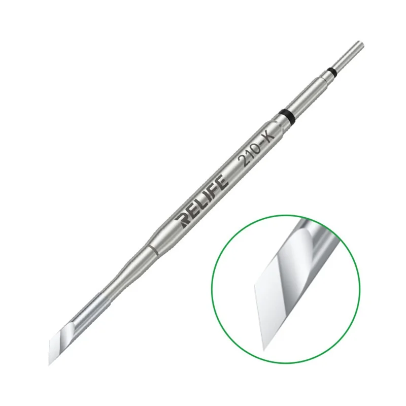 RELIFE 210 3-teiliges Lötkolben-Spitzen-Set 80 mm Messer Gerade Gebogen Mehrschichtige Nano-Vergoldung Ersatzlötkolben-Spitzen Reparaturwerkzeug für Elektronik