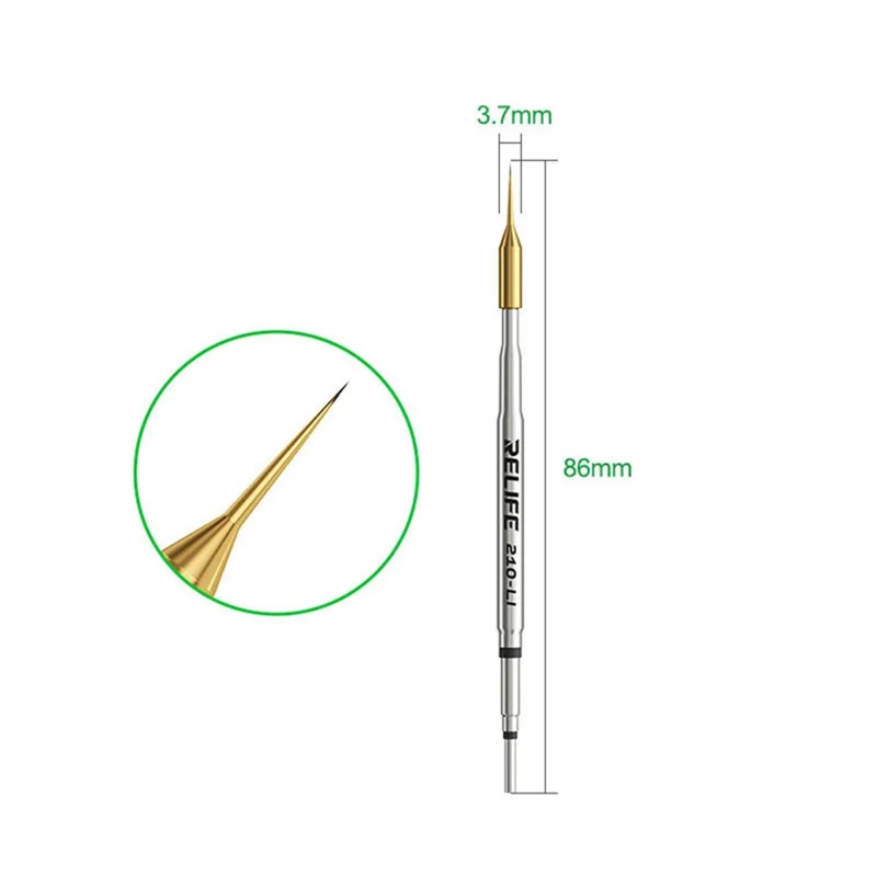 RELIFE 210-LI 0.1mm Ultra Sharp Soldering Iron Tip Pure Copper Soldering Station Iron Tip Welding Tool Replacement for Phone Screen Repair