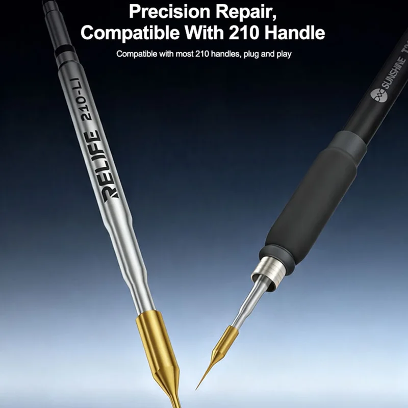 RELIFE 210-LI 0.1mm Ultra Sharp Soldering Iron Tip Pure Copper Soldering Station Iron Tip Welding Tool Replacement for Phone Screen Repair