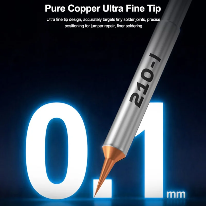 RELIFE 210 1 Set 0,1 mm Punta del saldatore in rame puro Ultrafine Punta sostituibile Strumento per saldatura per riparazione filo ponticello