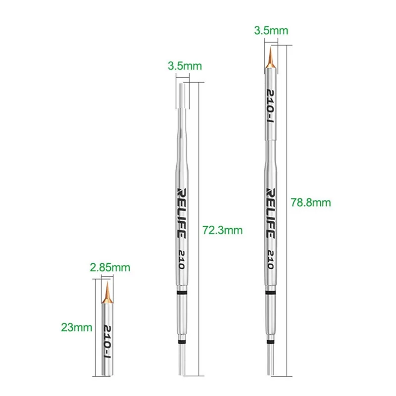 RELIFE 210 1 Set 0,1 mm Punta del saldatore in rame puro Ultrafine Punta sostituibile Strumento per saldatura per riparazione filo ponticello