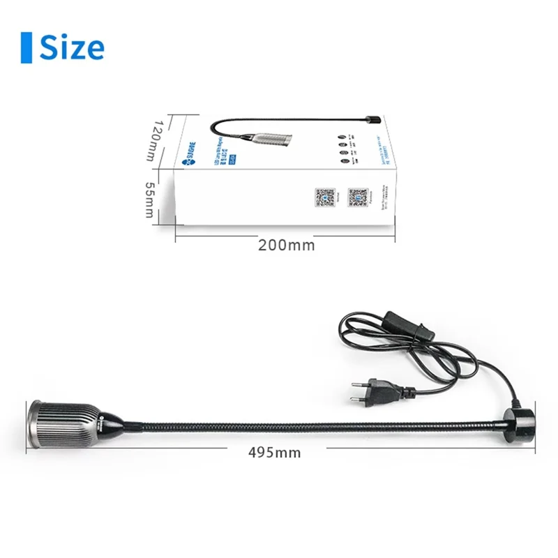 SUNSHINE SS-804 Magnetic LED Work Light 10W Aluminum Heat Dissipation Flexible Hose COB Desk Lamp for Repair - EU Plug