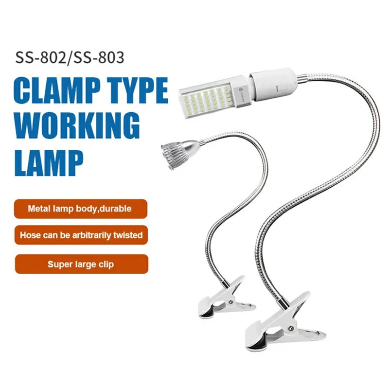 SUNSHINE SS-803 Clamp LED Work Light 360 Degree Adjustable 35 LEDs Metal Flexible Arm Clip-on Desk Lamp for Repair - EU Plug