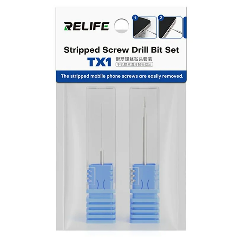 RELIFE TX1 Stripped Screw Drill Bit Set 2Pcs Alloy Easy Screw Extractor Kit Removal Tool