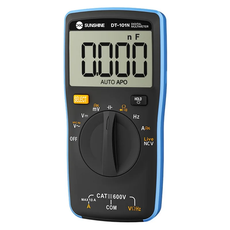 SUNSHINE DT-101N Digitalt multimeter 5999 tællinger LCD baggrundsbelysning Lommetype Automatisk område Tester Meter til elektrisk testning (uden batteri)