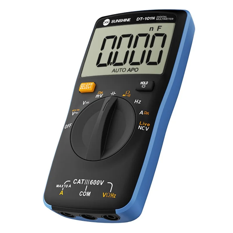 SUNSHINE DT-101N Digitalt multimeter 5999 tællinger LCD baggrundsbelysning Lommetype Automatisk område Tester Meter til elektrisk testning (uden batteri)
