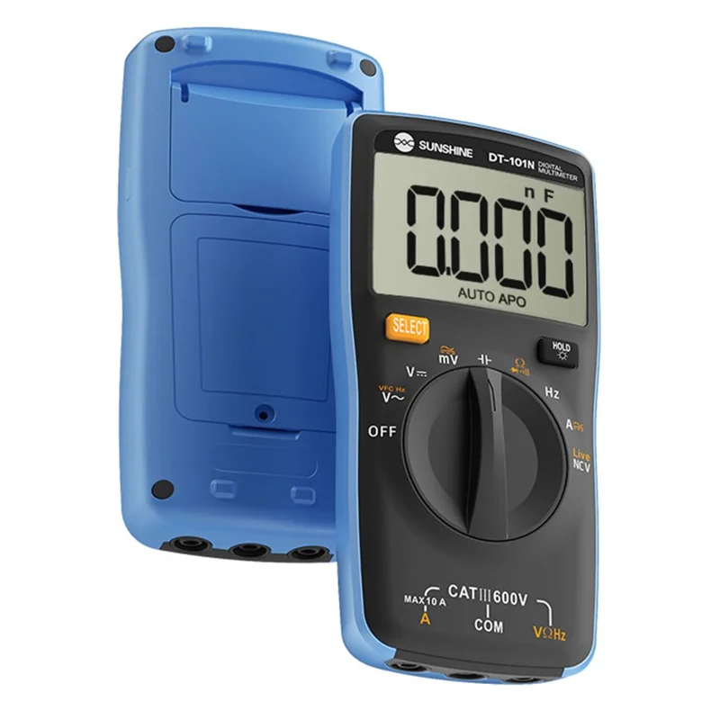 SUNSHINE DT-101N Digitalt multimeter 5999 tællinger LCD baggrundsbelysning Lommetype Automatisk område Tester Meter til elektrisk testning (uden batteri)