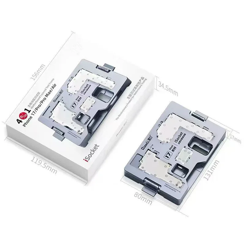 QIANLI iSocket 4-in-1 Gelaagde Moederbord Testfixture voor iPhone 17 Pro Max / 17 Pro / 17 / Air, Hulpmiddel voor Functionele Diagnose van Logic Board