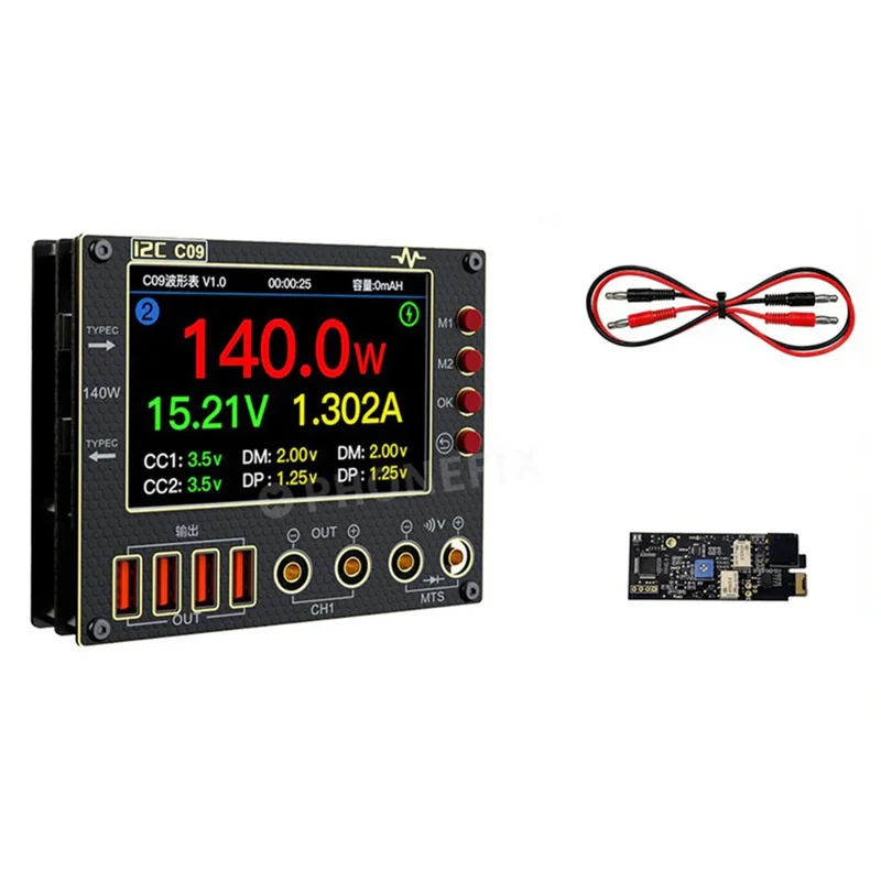 I2C C09 Amperímetro Digital de Forma de Onda con Doble Canal 40V Medidor de Tensión y Corriente Placa de Expansión Multímetro