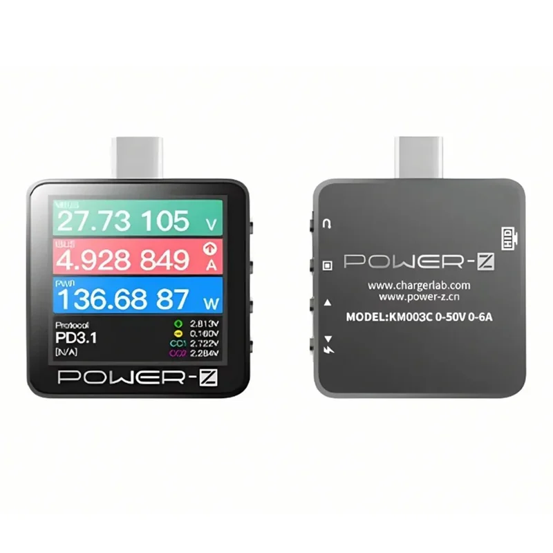 POWER-Z KM003C Probador de USB-C PD Medidor de Potencia Analizador de Protocolo PD3.1 240W con Pantalla LCD