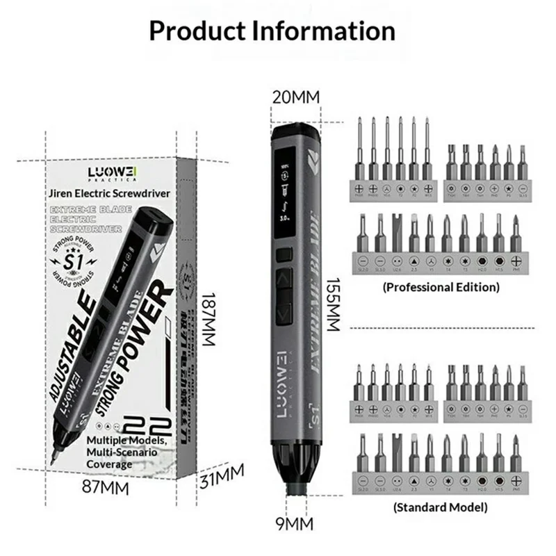 LUOWEI LW-S1 Electric Screwdriver Set for Mobile Phone Screw Disassembly Repair Tools - Standard Edition