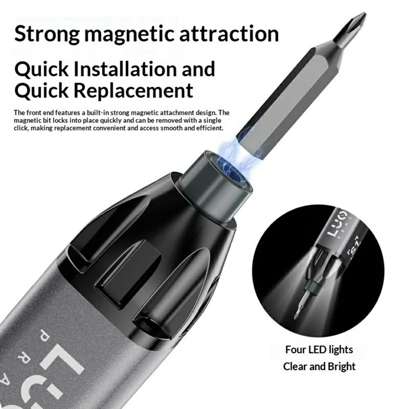 LUOWEI S1 Pro Electric Screwdriver 22Pcs Bits 5 Torque Levels LED Light for Phone Repair - Professional Edition