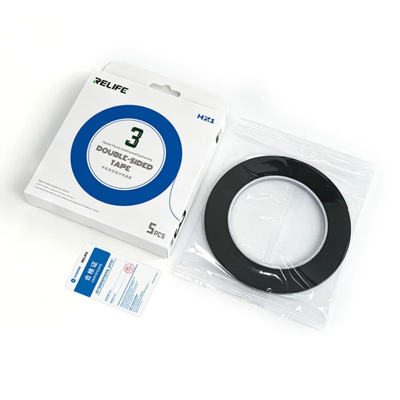 RELIFE HX1 5 Rolls 3mm Width Mobile Phone Sealing Tape Double-sided Adhesive Tape for Screen Repair , Length: 10m