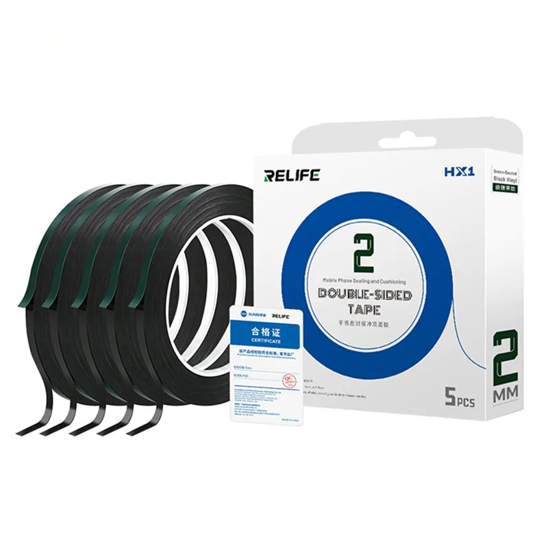RELIFE HX1 5 Rolls 2mm Width Mobile Phone Sealing Tape Double-sided Adhesive Tape for Screen Repair , Length: 10m