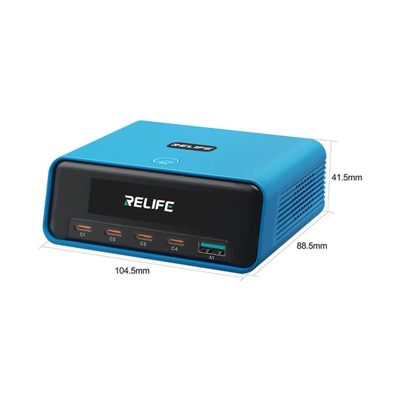 RELIFE Q8 165W GaN Charger 5-Port USB-C PD 140W Multi Device Fast Charging Station for Laptop Phone - Blue