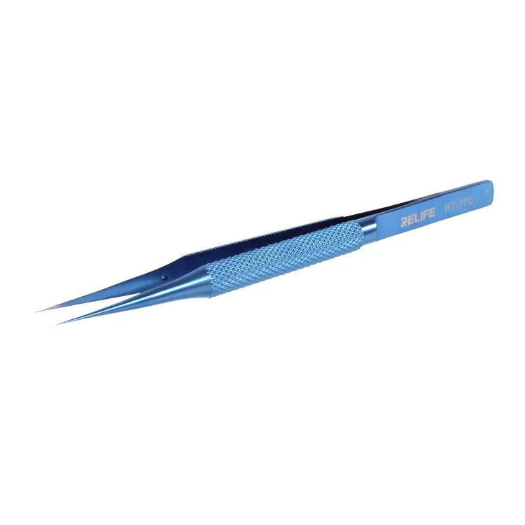 RELIFE RT-11C 0.15mm Ultra High Precision Flying Wire Tweezer for Mobile Phone Mainboard Maintenance - Straight Tip