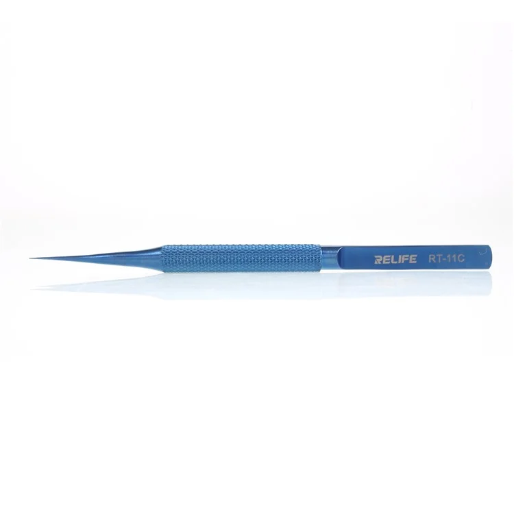 RELIFE RT-11C 0.15mm Ultra High Precision Flying Wire Tweezer for Mobile Phone Mainboard Maintenance - Straight Tip