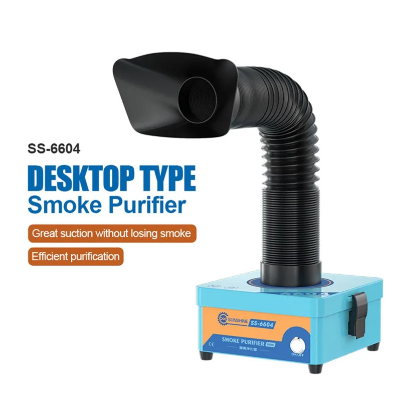 SUNSHINE SS-6604 MINI Purificateur d'air de bureau 3 niveaux de filtration, extracteur de fumée HEPA pour soudage et laser - Prise UE