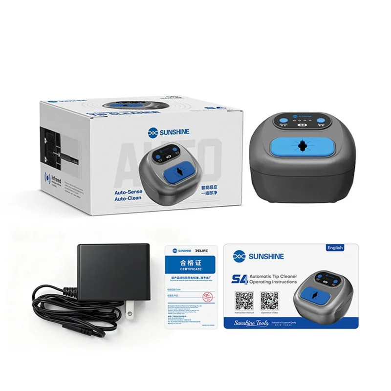 SUNSHINE S4 Limpiador Automático de Punta de Soldador con Doble Sensor Infrarrojo Inteligente y 3 Velocidades para Reparación de Soldadura