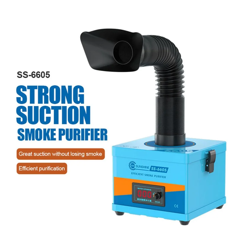 SUNSHINE SS-6605 High Efficiency Smoke Purifier 3-Layer Filtration System Fume Extractor for Soldering Laser - EU Plug