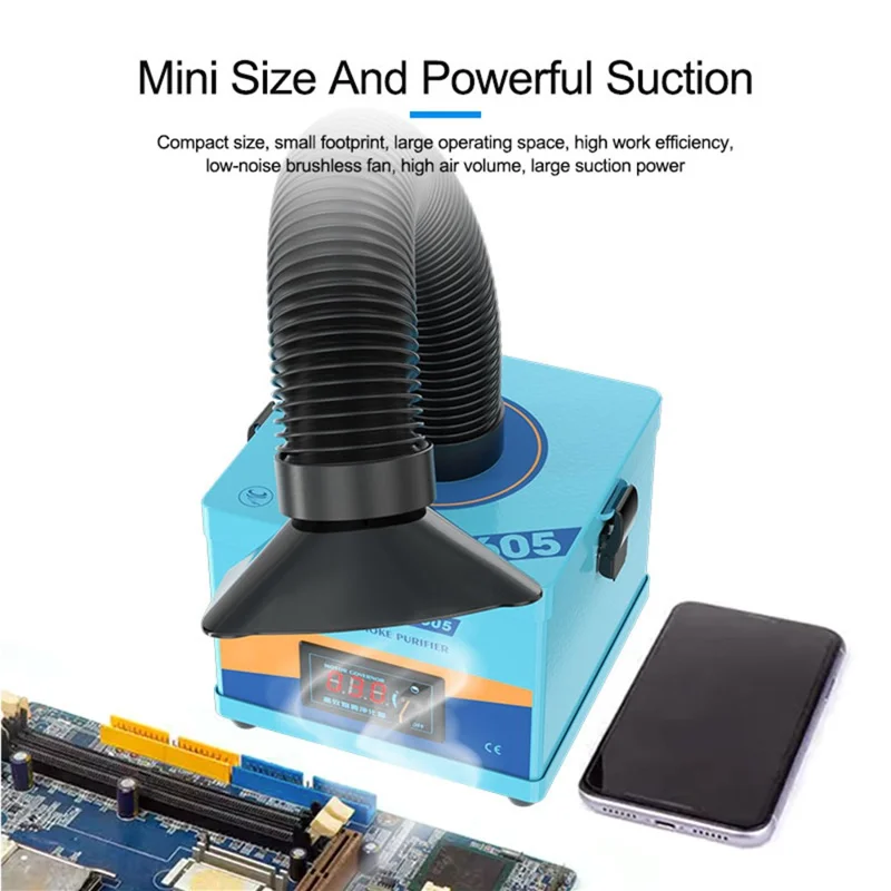 SUNSHINE SS-6605 High Efficiency Smoke Purifier 3-Layer Filtration System Fume Extractor for Soldering Laser - EU Plug