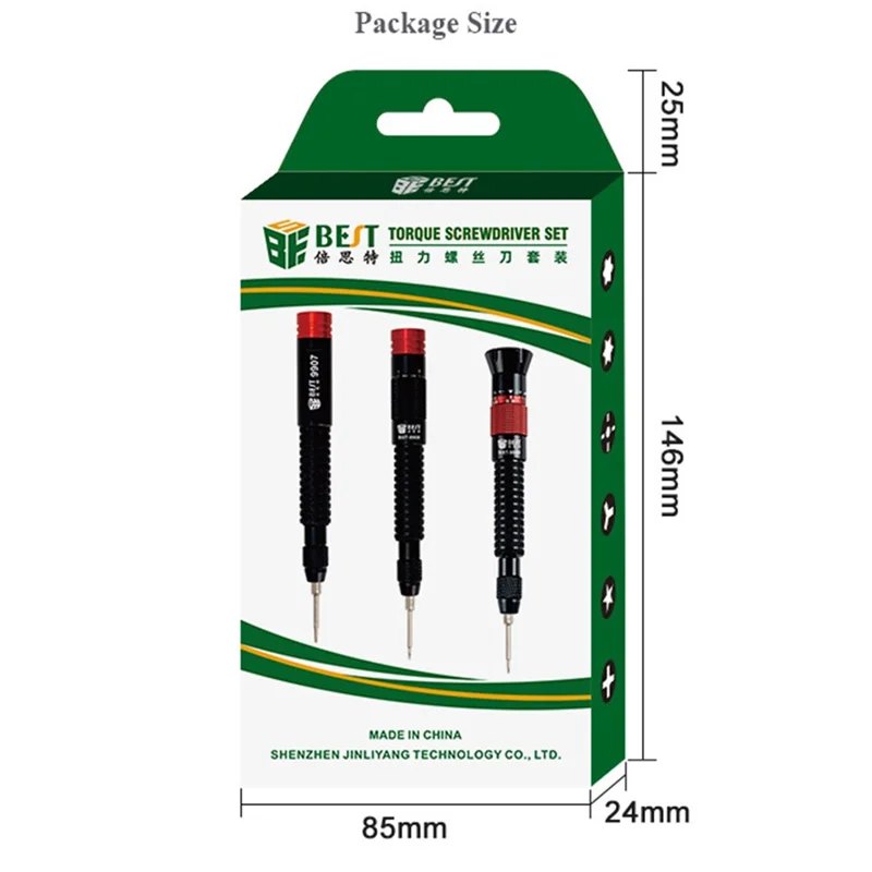 BEST BST-9909 7 in 1 Adjustable Torque Screwdriver Set S2 Steel Bits Aluminum Handle for Electronics Repair