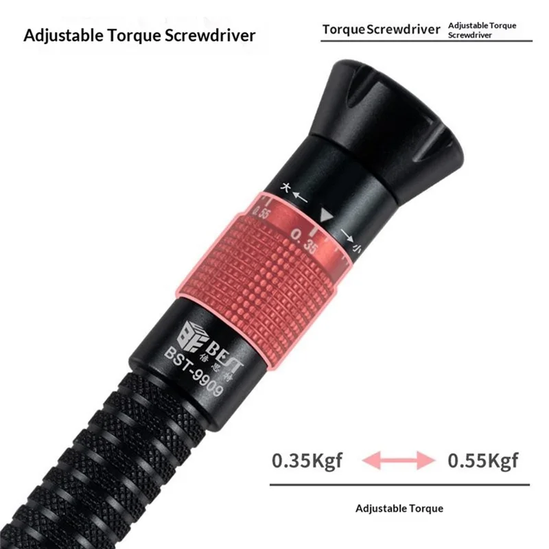 BEST BST-9909 7 in 1 Adjustable Torque Screwdriver Set S2 Steel Bits Aluminum Handle for Electronics Repair