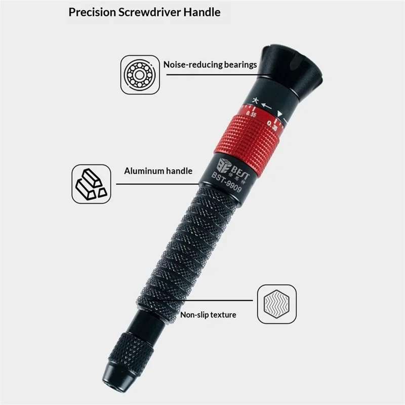 BEST BST-9909 7 in 1 Adjustable Torque Screwdriver Set S2 Steel Bits Aluminum Handle for Electronics Repair