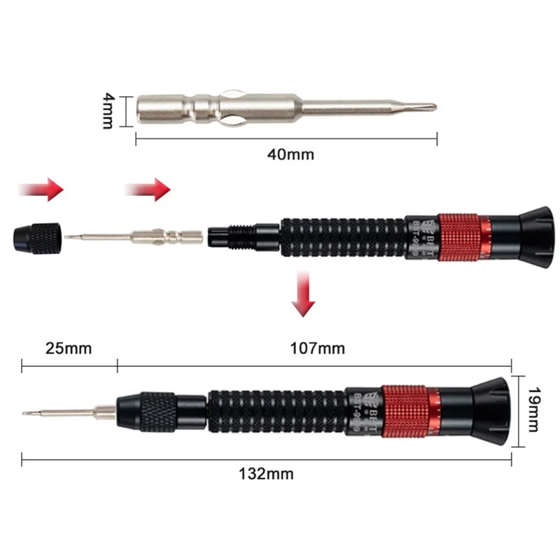 BEST BST-9909 7 in 1 Adjustable Torque Screwdriver Set S2 Steel Bits Aluminum Handle for Electronics Repair