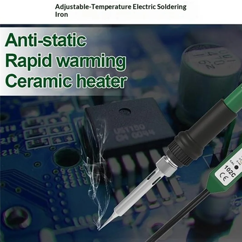 BEST BST-102C Fer à souder électrique 280-480℃ avec contrôle de température 5 niveaux, élément chauffant en céramique, antistatique pour électronique - Prise UE