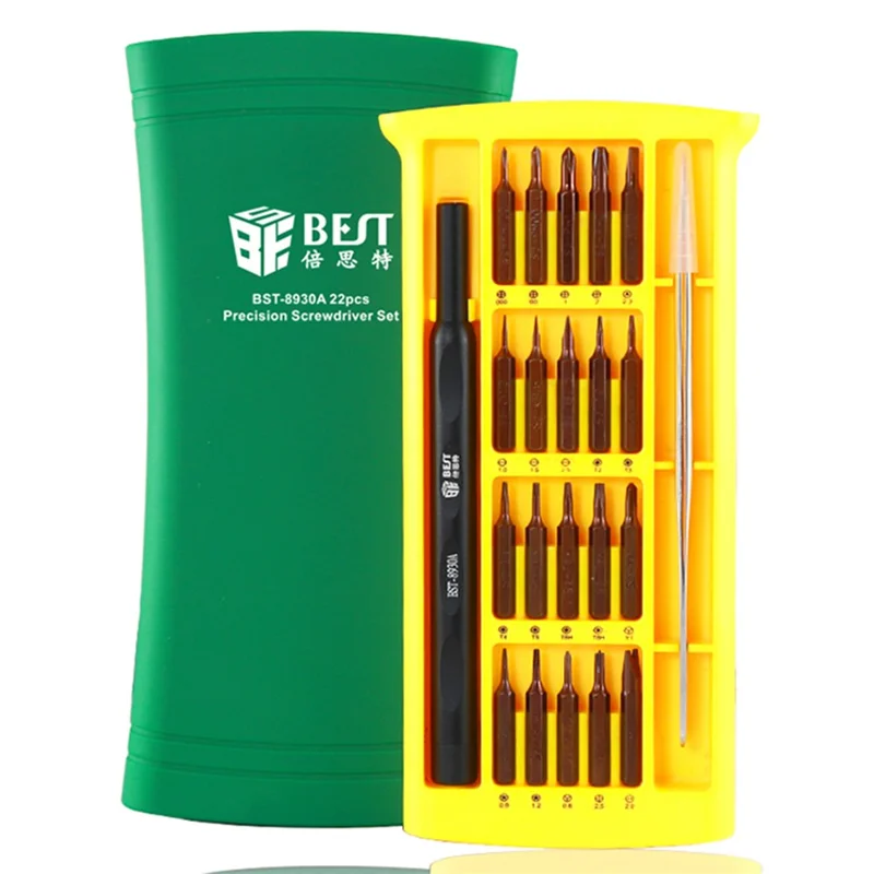 BEST BST-8930A 22-in-1 Precision Screwdriver Set Magnetic Bits Aluminum Handle Repair Tools