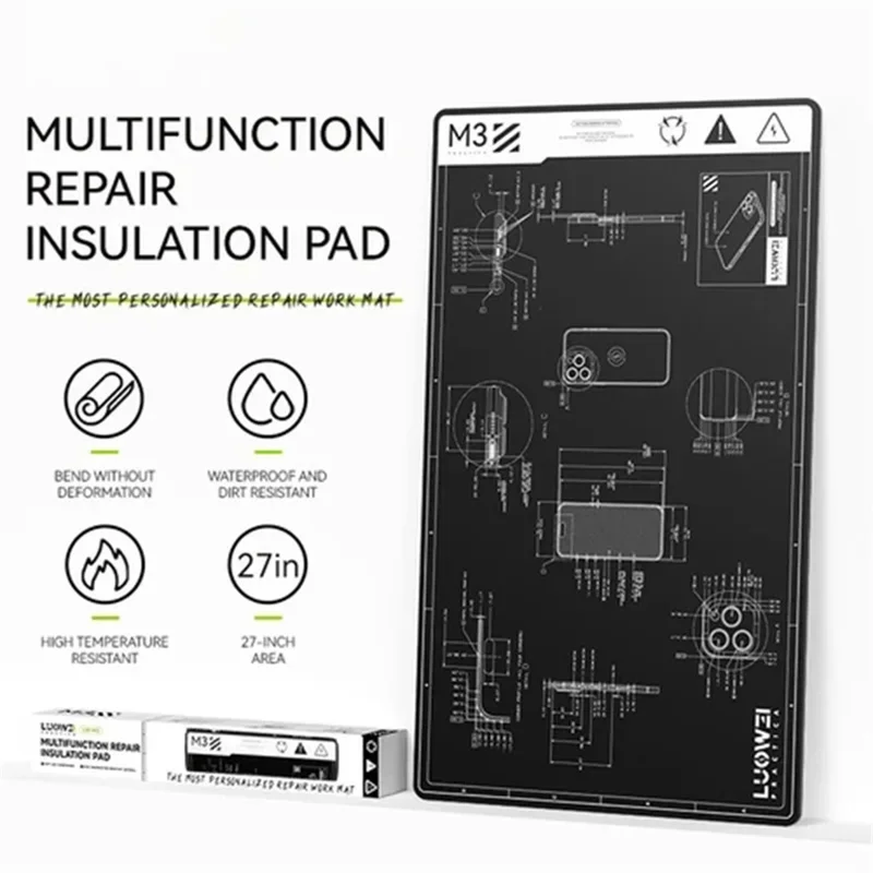 LUOWEI LW-M3 27 Inch Multifunction Repair Mat 500 Degrees Celsius Heat Resistant Insulation Pad for Electronics