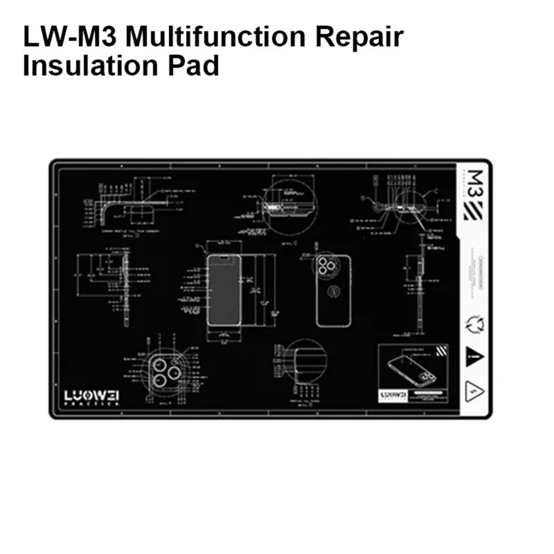 LUOWEI LW-M3 27 Inch Multifunction Repair Mat 500 Degrees Celsius Heat Resistant Insulation Pad for Electronics