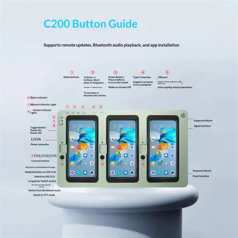 DLN C200 Probador de Pantalla LCD Multicanal con Soporte para Pantalla Táctil, Comparador de Pantallas OLED TFT para iPhone X - 15 Plus