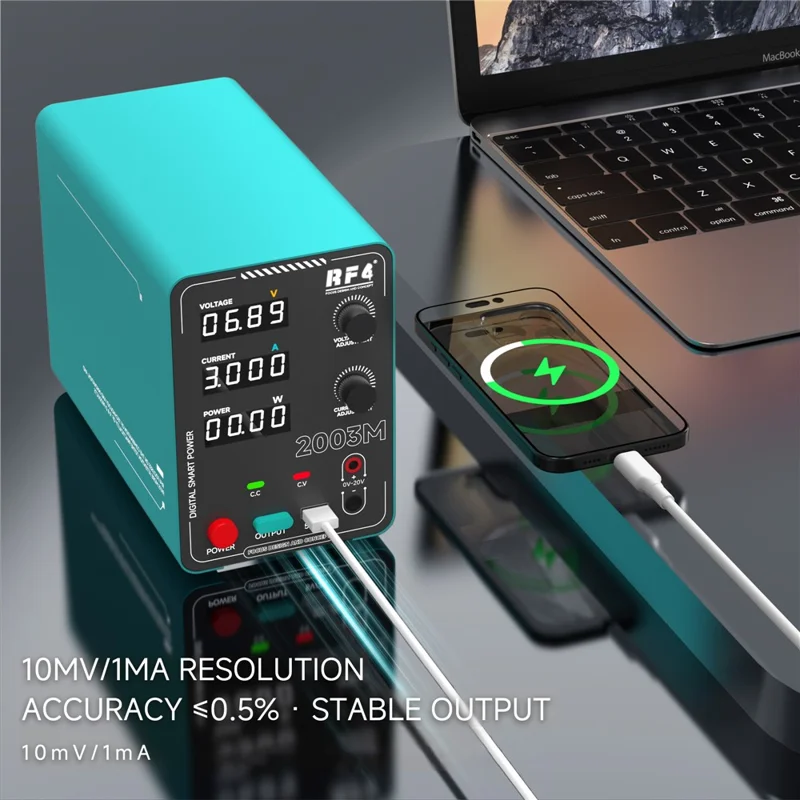 RF4 2003M Regulated Power Supply 60W 0-15V 0-3A Adjustable Voltage Current with USB Output - EU Plug