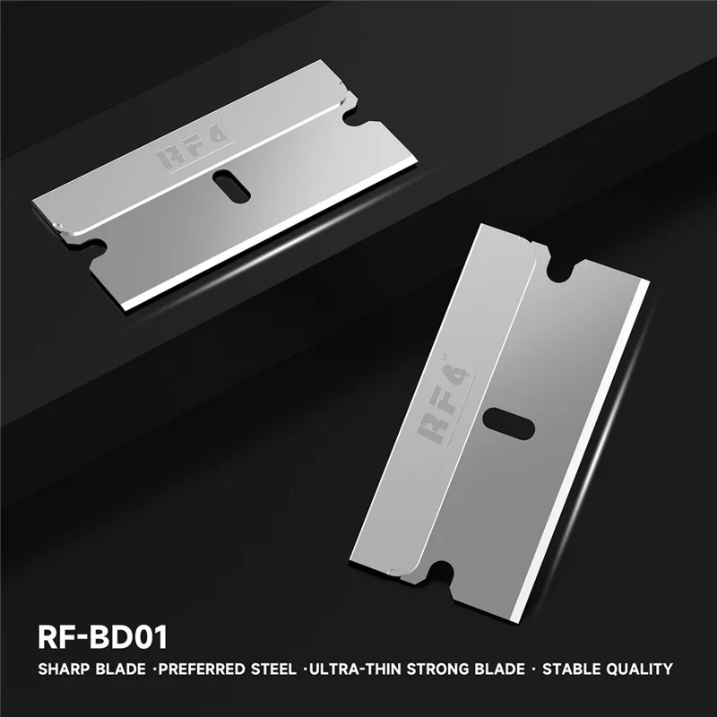 RF4 RF-BD01 100Pcs Single Edge Carbon Steel Blades Ultra Thin Sharp for Phone Screen Repair