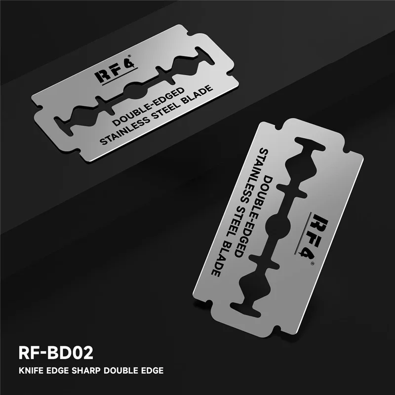 RF4 RF-BD02 100 uds. Cuchillas de Acero Inoxidable de Doble Cara, Cuchillas Finas y Afiladas de 0,1 mm para Reparación de Teléfonos