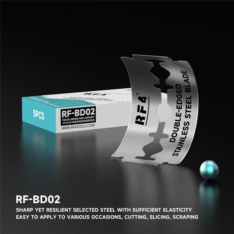 RF4 RF-BD02 100 uds. Cuchillas de Acero Inoxidable de Doble Cara, Cuchillas Finas y Afiladas de 0,1 mm para Reparación de Teléfonos