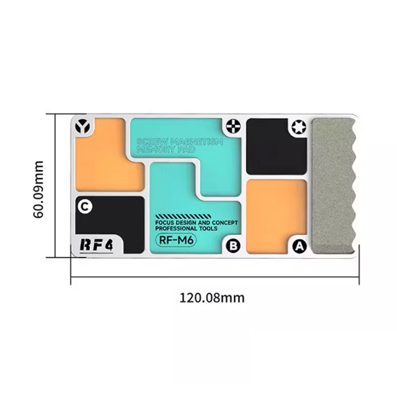 RF4 RF-M6 Magnetische Schroeforganisatieplaat met 6 zones en slijpsteen voor reparatie van telefoon en pc