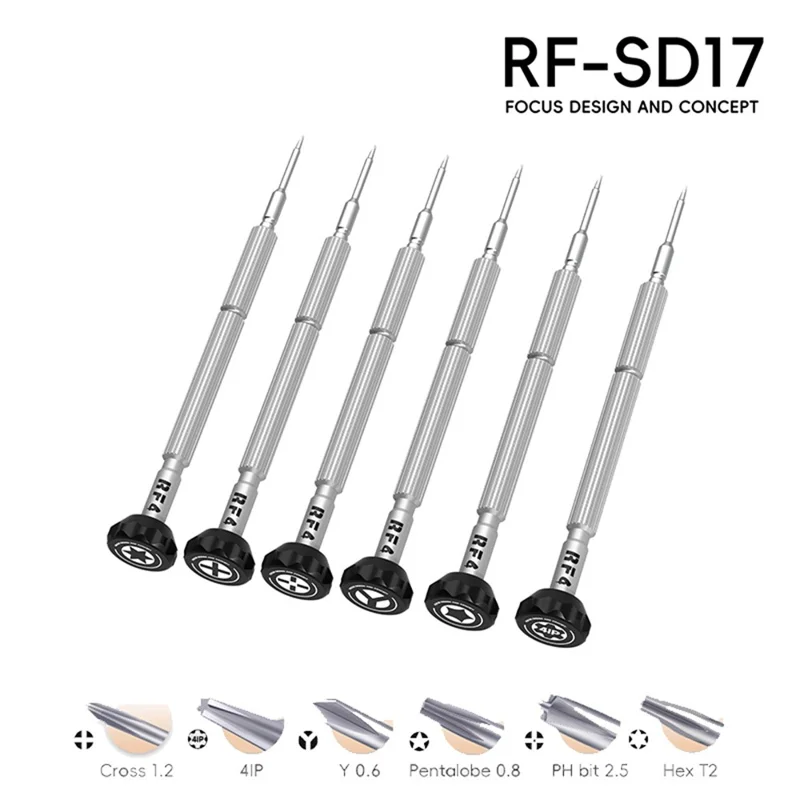 RF4 RF-SD17 Mini-Schraubendreher-Set Präzisions-Reparatursatz mit magnetischen Spitzen für Handy-Elektronik