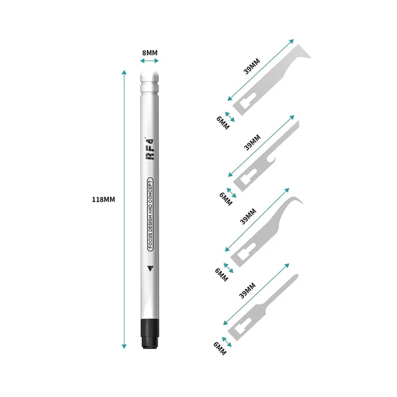 RF4 RF-HD11A Ensemble de raclettes de précision 4 en 1, outil de réparation en alliage d'aluminium pour carte électronique
