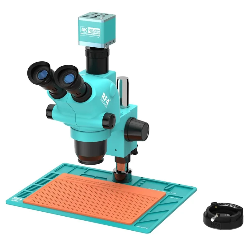RF4 RF-6565-PO4 6,5X-65X trinoculaire stereomicroscoop 4K-camera 144 LED-ringlicht voor PCB- en elektronica-reparatie